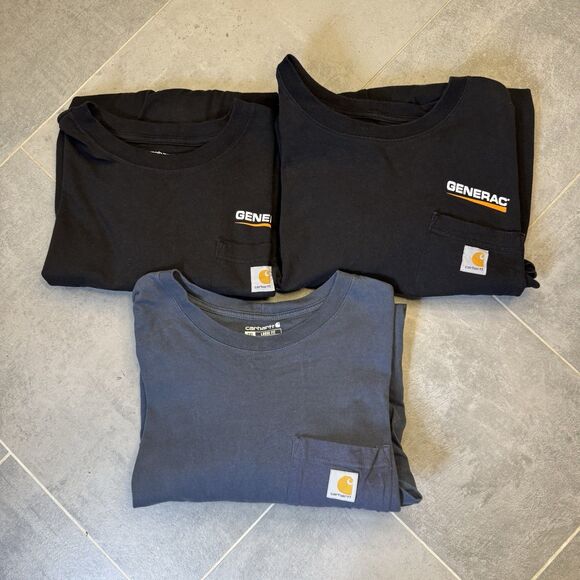 Lot 3 Carhartt K87 Loose Fit Pocket T-Shirts XXL Tall 2 Black 1 Bluestone - Picture 1 of 14